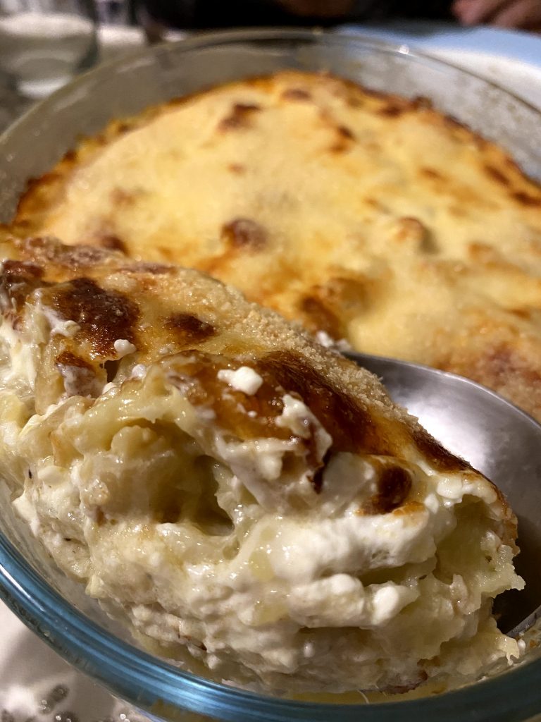 Bacalhau cremoso gratinado