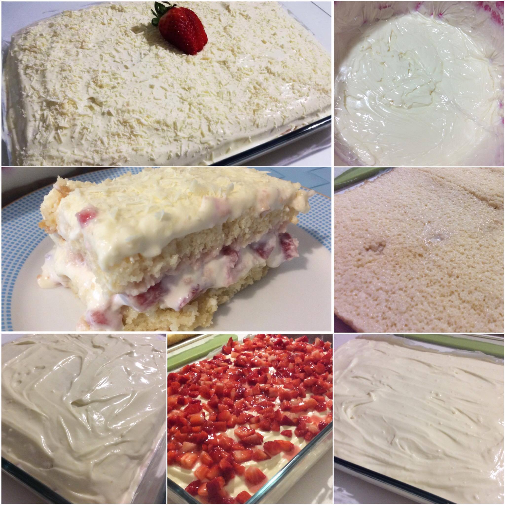 Bolo gelado de leite ninho com morango - Receitas Mais