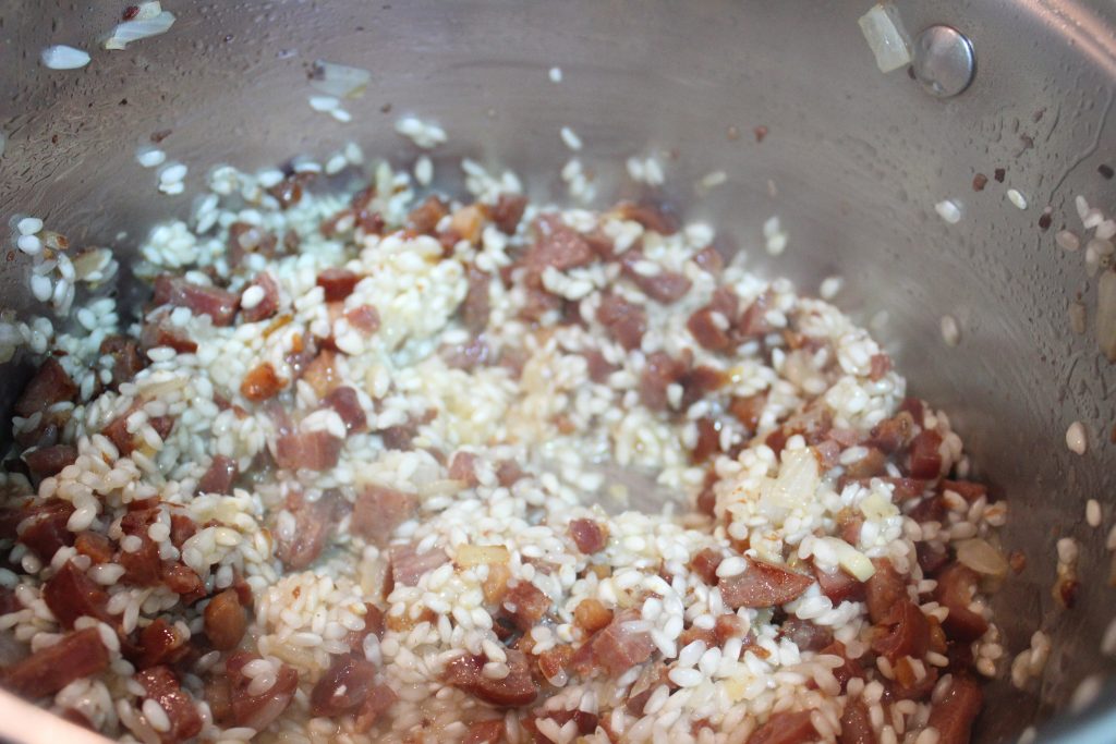 Risotto de calabresa e bacon